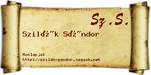 Szilák Sándor névjegykártya
