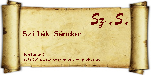 Szilák Sándor névjegykártya